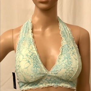 Free Press Aqua & Seafoam Lace Halter bralette XL